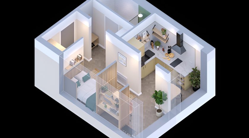 Studio room floor plan