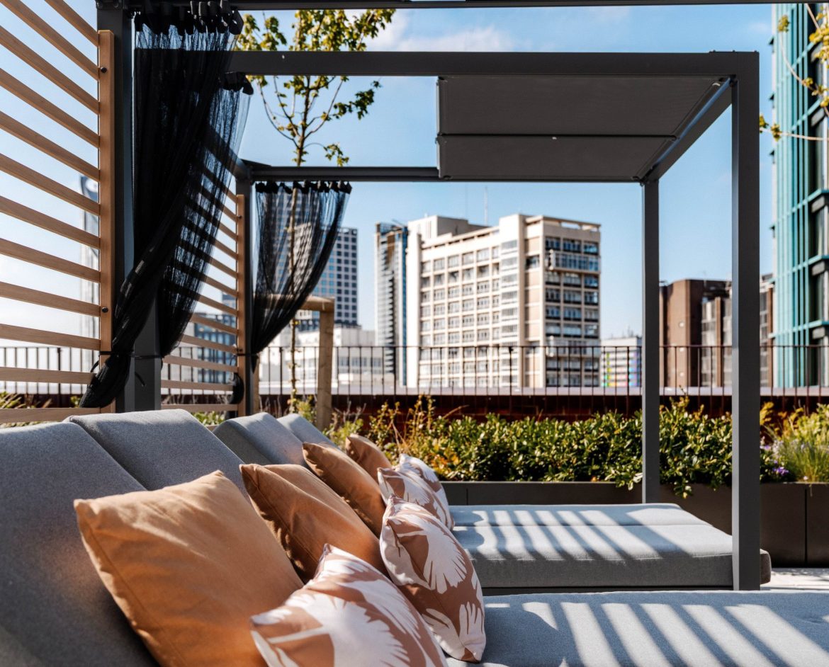 Stunning Roof Terrace with chair and balcony at YourTRIBE Elephant & Castle